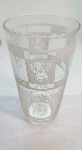 Vintage  Federal Glass Cocktail Martini  Shaker Mr. Bartender Recipes No Lid