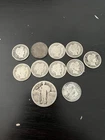 Barber Dime Capped Dime Standing Liberty Quarter 11 Coin Lot  89% 90% Silver