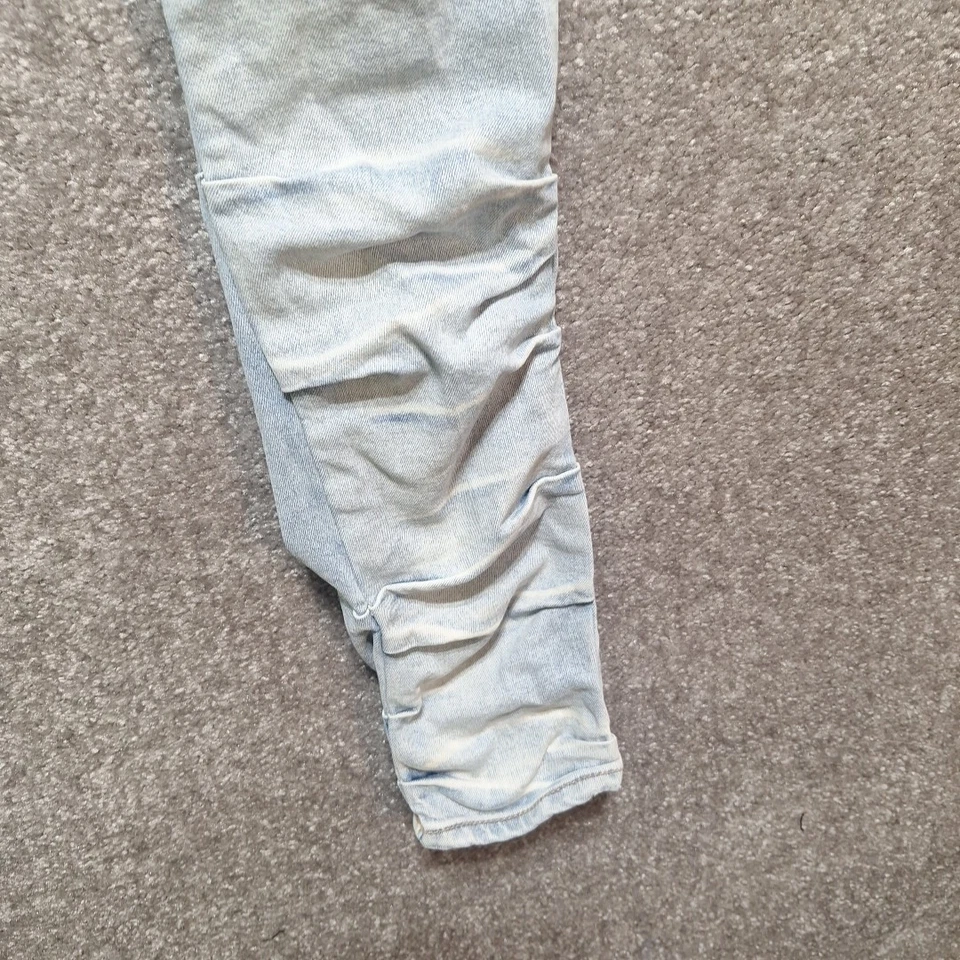 Pantalones de mezclilla para hombre KDNK ajustados punto arrugado azul claro talla 28 (28x30) desgastados Foto 2 de 4