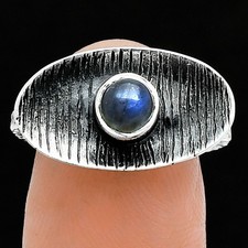 Blue Fire Labradorite - Madagascar 925 Sterling Silver Ring s.7 Jewelry R-1573