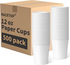 RACETOP 500 pack Disposable Coffee Cups 12 oz, Paper Cups 12 oz, Hot Cups