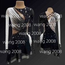 Ice Figure Skating Competition Dress Girls' Baton Twirling Costume black dyeing