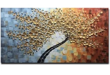 Guagerys Art 24x48 Inch Modern Hand Painted Abstract “Lucky Tree” Canvas Art NEW