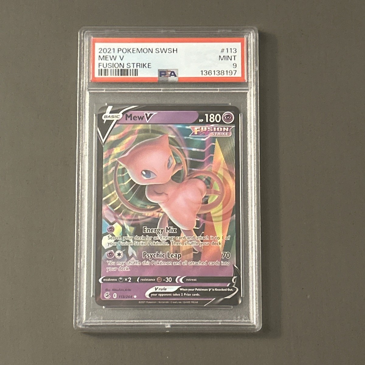 Pokemon TCG: 2021 Mew V 113/264 Swsh08: Fusion Strike Holo PSA 9 Pokemon TCG: 2021 Mew V 113/264 Swsh08: Fusion Strike Holo PSA 9