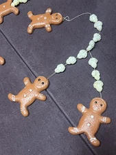 Vtg Blow Mold Gingerbread Popcorn Christmas Garland 9ft