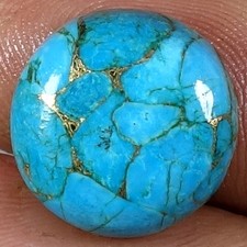 Natural Sky Blue Copper Turquoise Round Cab Loose Gemstone 06.95Cts 13x 13x 05mm