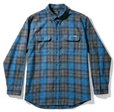 HUK Maverick Flannel Shirt Mens 2XL Blue Gray Plaid Long Sleeve Fishing Camping 