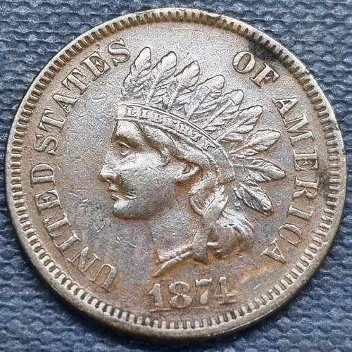 1874 Indian Head Cent 1c XF #99312