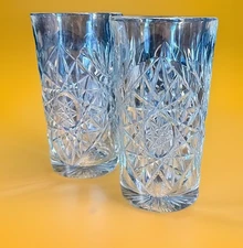 2 Vintage Libbey HOBSTAR 16 oz Highball Water Glass Cocktail Tumblers USA Heavy