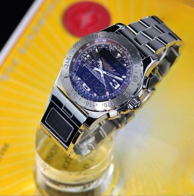 BREITLING AIRWOLF SS 43MM BEAUTIFUL SLATE DIAL UTC MODULE BAND MENS WATCH A78363