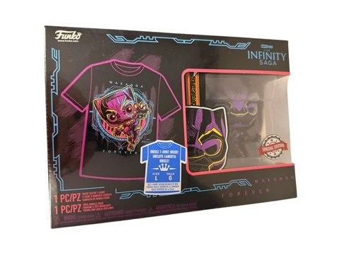 Funko Pop Black Panther Black Light T-Shirt Bundle XL