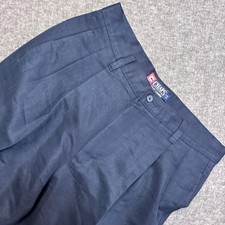 Chaps Ralph Lauren Dress Pants Mens 32x34 Navy Blue Pleated Rayon Blend