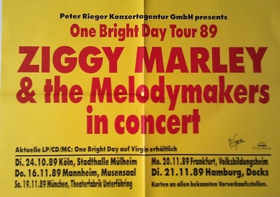 ZIGGY MARLEY  1989  TOUR + orig. Concert Poster - Konzert Plakat - A1 F/N 554