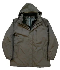 Weatherproof Men's Ultra Tech Removable Fleece Lined Hooded Jacket Large Green