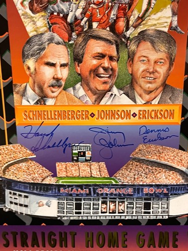 Miami Hurricanes Poster Signed Jimmy Johnson Schnellenberger & Erickson JSA AA - Picture 2 of 4