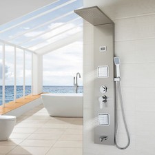 Nickel Brushed Shower Panel Screen System With Jets Hand Spray Mixer Faucet Set