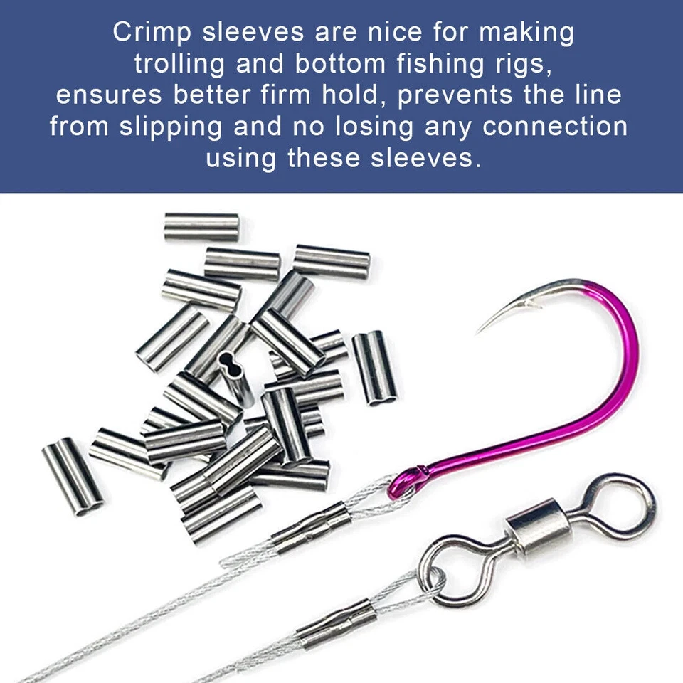 50~200 piezas manguitos de crimpado de cobre de doble barril de pesca accesorios de conector de tubo Foto 4 de 4