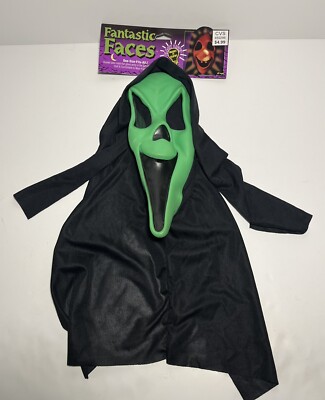 Tagged Fantastic Faces Scream Ghostface Mask Fun World Stamp Green NEW