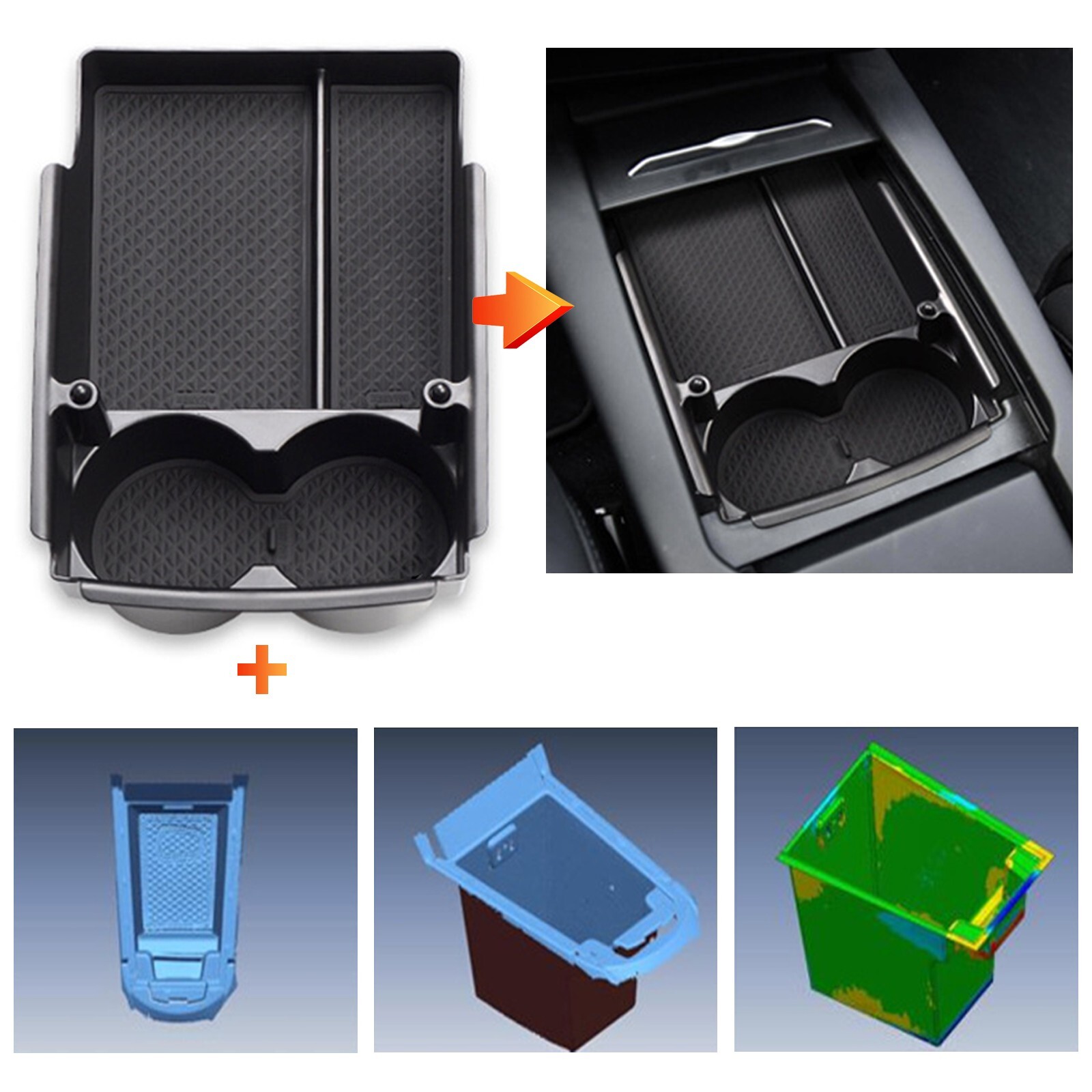 Cup Holder Center Console Organizer Tray Car Accessories For Tesla Model X S