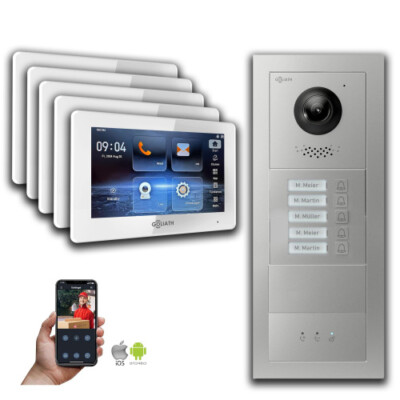 Goliath IP Video Türsprechanlage: 7-Zoll 5 Familienhaus, Blanko, Anzeige, Silber