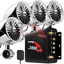 Refurb 1000W Amp Waterproof Bluetooth Motorcycle Stereo Speaker Audio System ATV