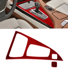 2Pcs Red Carbon Fiber Gear Shift Box Panel Cover For BMW 6 Series F12 F13 11-18