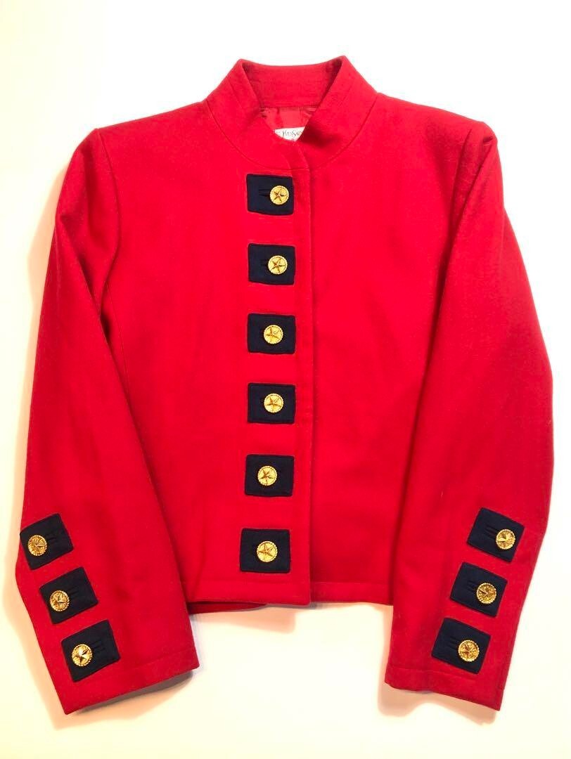 Yves Saint Laurent Vintage Rib Gauche Standup Collar Jacket Wool