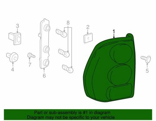 Conjunto de lámpara trasera lateral de pasajero Buick Rainier genuina GM 2004-2007 15131581 Foto 2 de 2