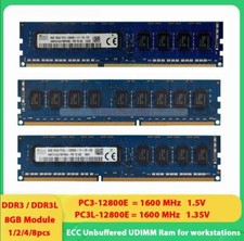 Hynix DDR3/DDR3L 8GB/16GB/32GB/64GB ECC Unbuffered UDIMM PC3-12800E Ram lot 8 GB