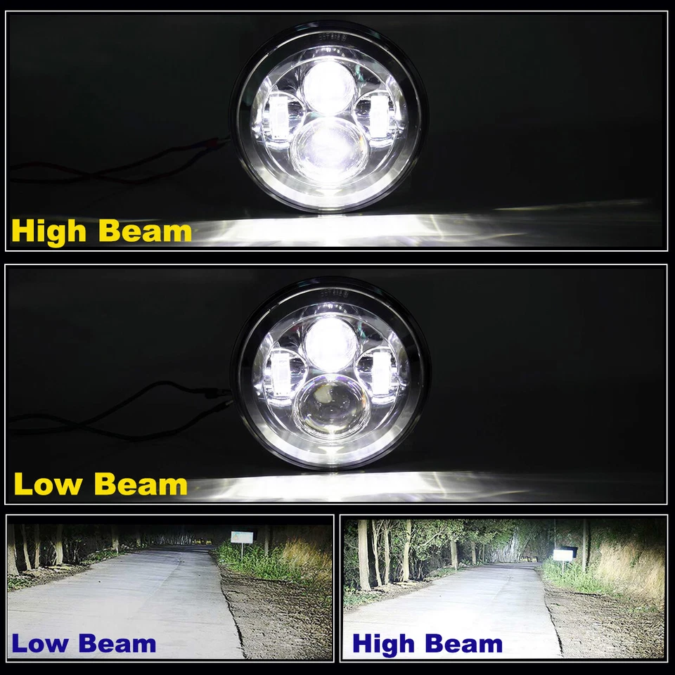 Faro proyector LED redondo de 7 pulgadas haz alto/bajo para VW Beetle 1950-1979 par Foto 4 de 4