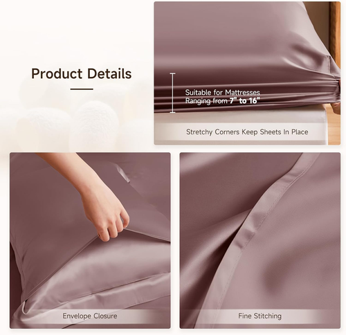 Silk Sheet Set 4 Pcs, 6A+ Top Grade 100% Natural Mulberry Silk Bed Sheets, Luxur - Picture 3 of 7