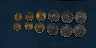 HONG KONG 10 20 50 Cents $1 2 5 1980-1990 Queen British Colony UNC RARE COIN SET