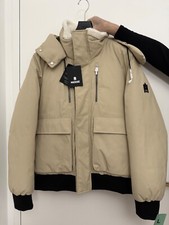 Mackage Men's Rowan Hooded Down Jacket With Shearling Trim NWT Size 42/L Beige 