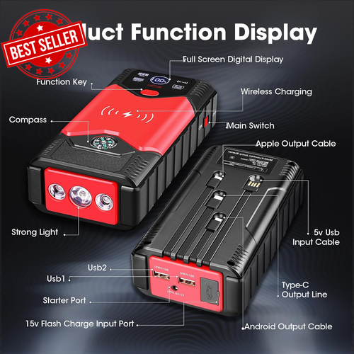 4000A Jump Starter Power Pack, 39800mAh Battery Booster for Gas & Diesel Engine - Picture 7 of 12