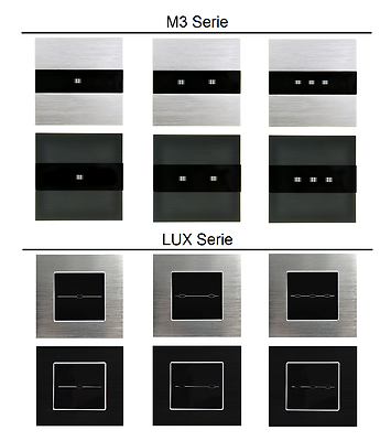 Luxus-Time Wippschalter Set Mit Glasrahmen - Moderne Lichtschalter & Steckdosen In Schwarz