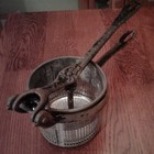 ANTIQUE 1890 SILVER & CO. NEW YORK CAST IRON HANDLES RICER PRESS U.S.A. — photo 3