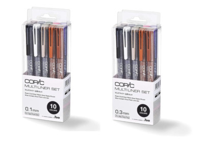 Copic Too Multiliner Set － 10 Colors  (Choose from 2 Sizes: 0.1mm / 0.3mm)