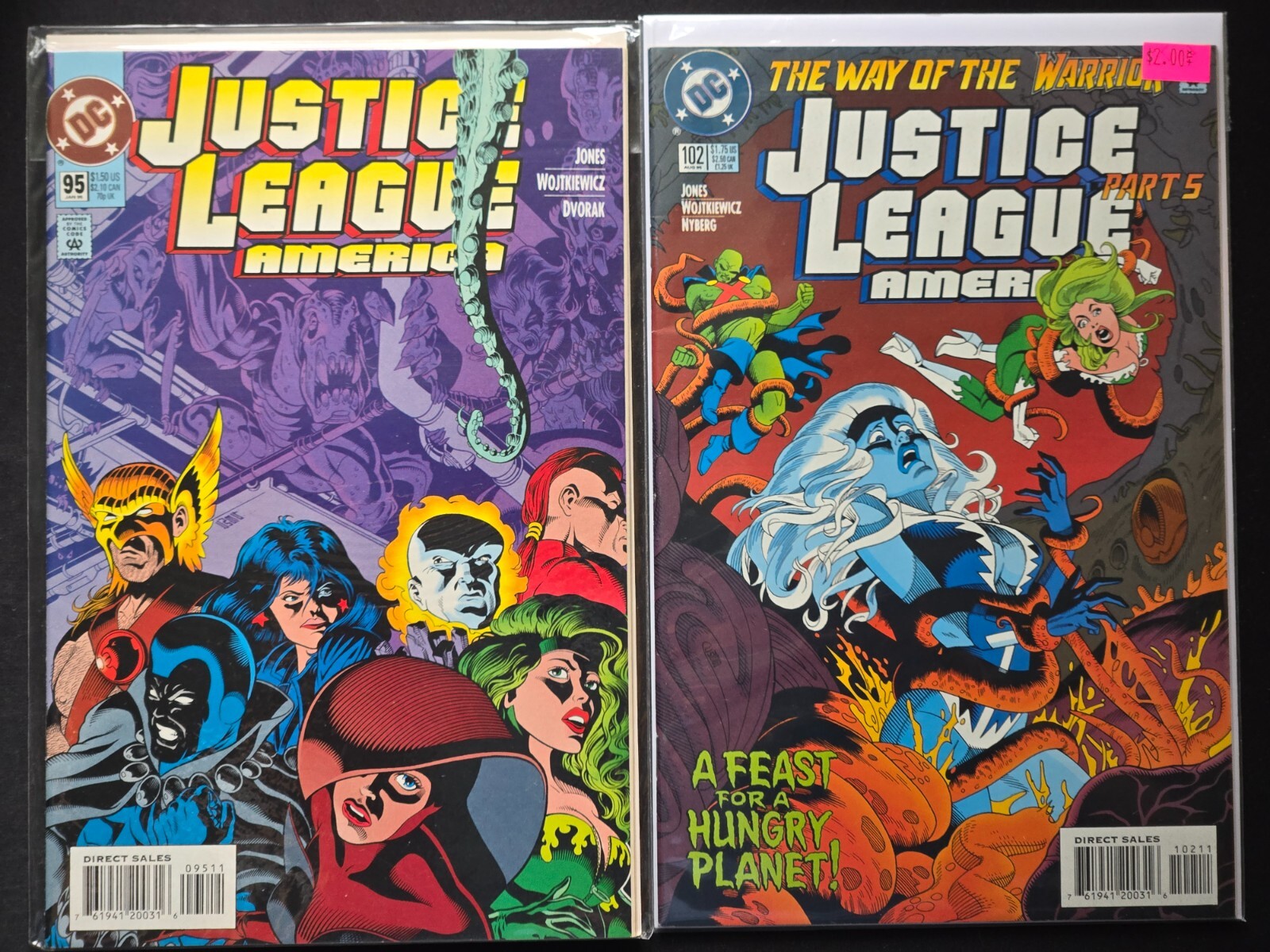 (LOT 2) JUSTICE LEAGUE OF AMERICA 95 & 102 DC Comics 1995 VFNM