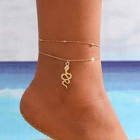 FußKettchen Damen 2 Teile Gold FußKette Schlangen FußKette Sommer FußSchmuck