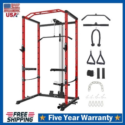 Power Cage 1600LBS Power Rack Home Gym with Pulley System ,J-Hooks ,Dip Handles