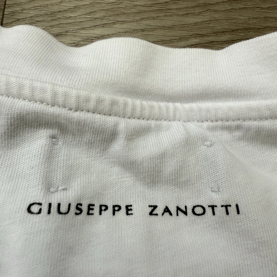 Camiseta Giuseppe Zanotti Hecha en Italia Logo Algodón Blanca Negra Para Hombre Talla 3XL Foto 4 de 4