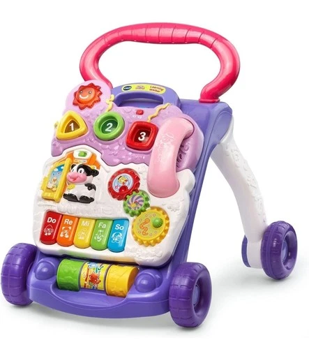 VTech Baby Push Walker Toddler Interactive Learning Toy Sit-to-Stand Lavender
