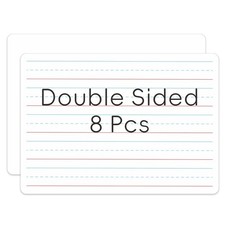 8 Pcs Small White Board Sheets Dry Erase Board with Lines, 9" x12  Double