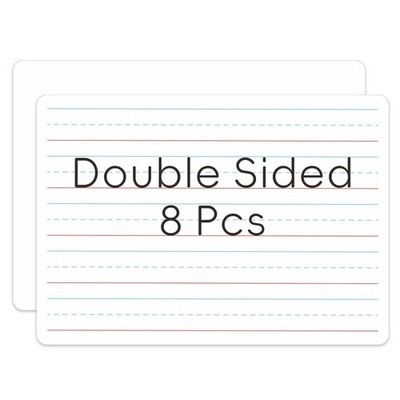 8 Pcs Small White Board Sheets Dry Erase Board with Lines, 9'' x12  Double