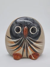 VTG Folk Art Hand-Painted Owl Tonala Clay Pottery Sculpture Ceramic Stone Look