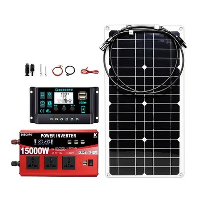 15000W Peak Solar System Kit 12V/24V To 110V 220V Inverter Generator for Camp