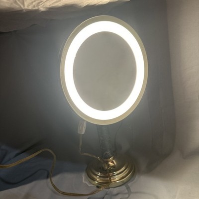 VTG Protronics Lighted Magnifying Makeup Vanity Mirror Brass Marble Heavy Duty