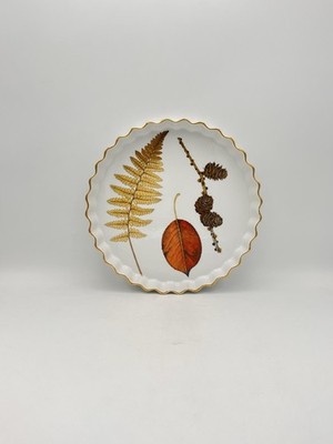 RARE! ROYAL WORCESTER  WILD HARVEST  10'' TART QUICHE DISH PAN SERVING DISH LEAF
