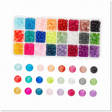 1560pcs 24-Color Frosted Glass Beads, 6mm
