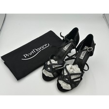 PortDance Black Mesh Sequin Soft Bottom Ballroom / Latin Dance Shoes Size 6.5